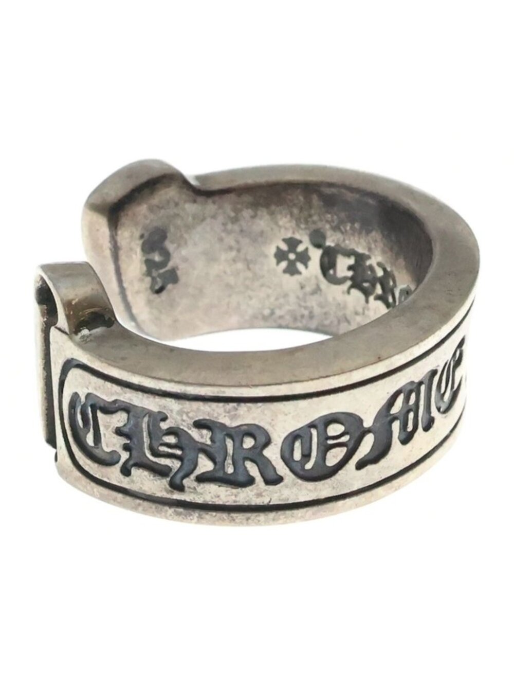 Chrome Hearts LG Scroll Label Large Ring Silver - Gem